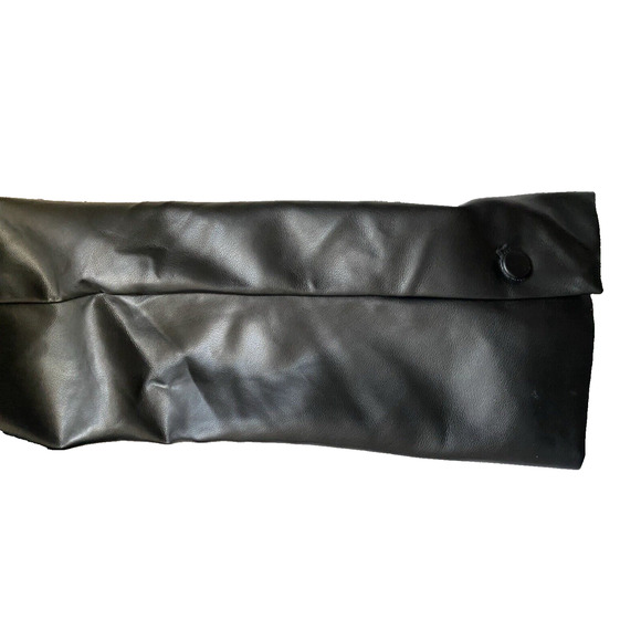 Aaron & Amber Womens Vegan Leather Blazer Large Black  Hipster 70's Sports Coat - Picture 3 of 13